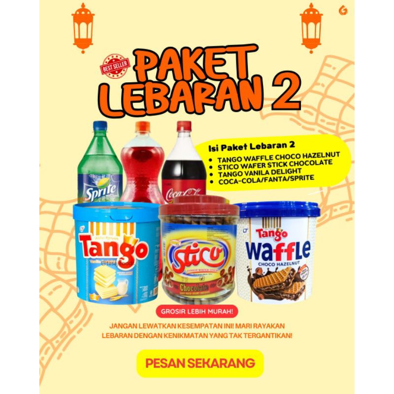 

PAKET LEBARAN 2 TOKO INUX DAPAT TANGO VANILA DELIGHT WAFFLE TANGO CHOCO HAZELNUT STICO DAN PILIHAN MINUMAN FANTA/COCA-COLA/SPRITE 1 LITER