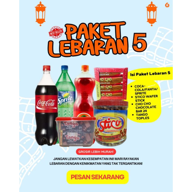 

PAKET LEBARAN 5 HAMPERS TOKO INUX DAPAT STICO WAFER STICK CHO CHO CHOCOLATE BAR 24 BAR TANGO GRATIS TOPLES DAN PILIHAN MINUMAN COCACOLA SPRIT FANTA 1 LITER