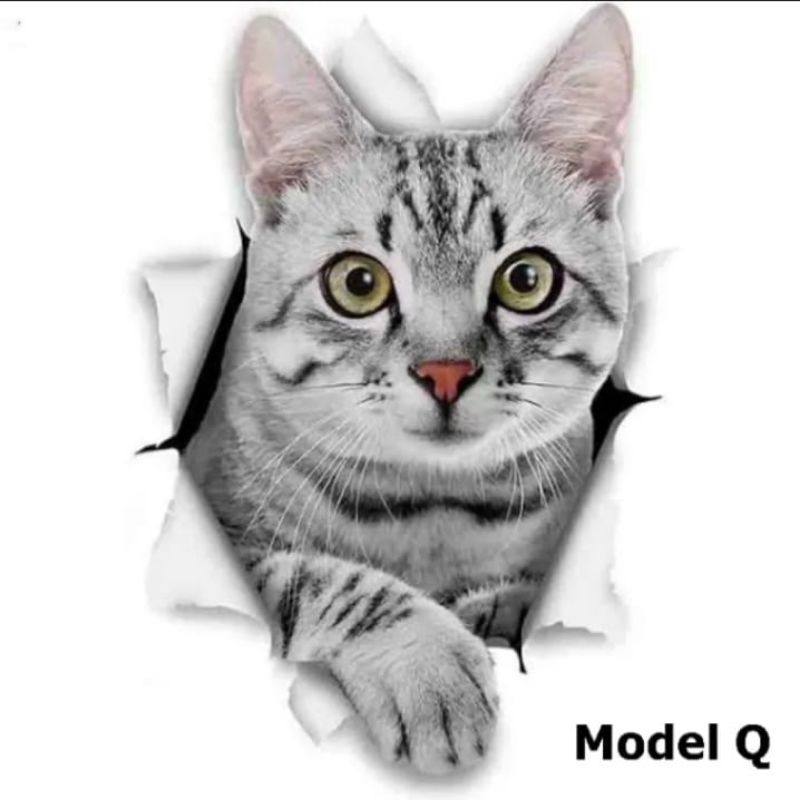 

stiker 3D kucing lucu, bahan vinil anti air, size 10 x 10 cm