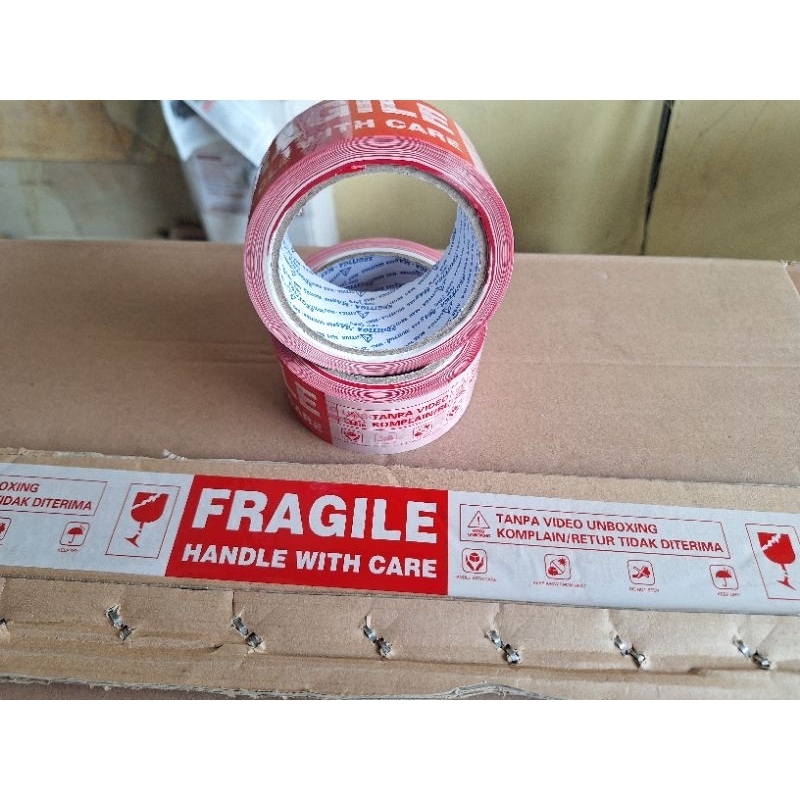 

1 DUS|45mmx90y| Lakban FRAGILE UNBOXING VIDEO| KHUSUS KURIR INSTAN GOJEK ONLY !