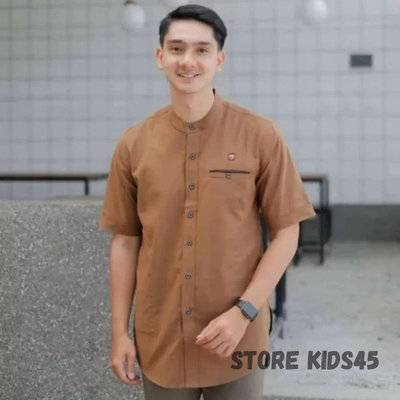 HOT SALE Baju Koko Pria Dewasa Warna Lavender / Mouve Lengan Pendek Atasan Muslim Koko Kurta Zidan