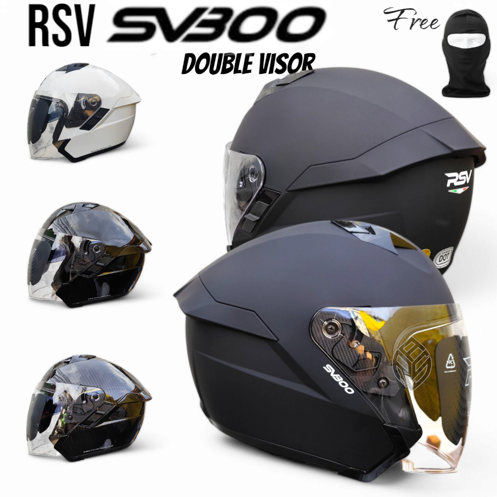 HELM RSV SV3000 DOUBLE VISOR | BLACK DOFT | HELM HALF FACE
