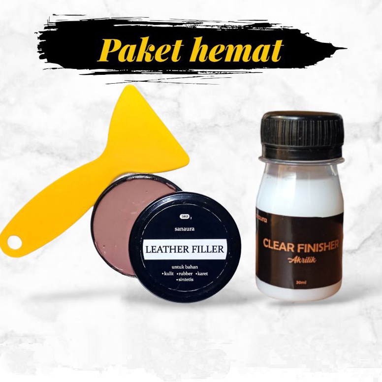 KODE H22V PAKET DEMPUL KULIT LEATHER FILLER 5 GRAM DAN CLEAR FINISHER 3 ML