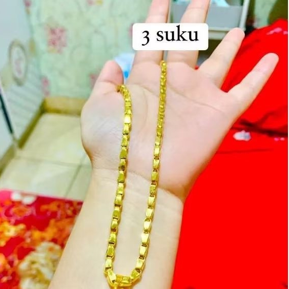 kalung padi 3 suku lapis emas