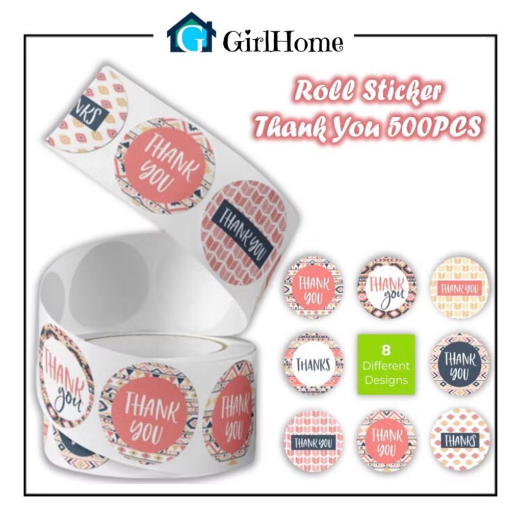 

GH957 Sticker Thank you Roll isi 500 pcs Stiker Terima kasih Warna Self Adhesive