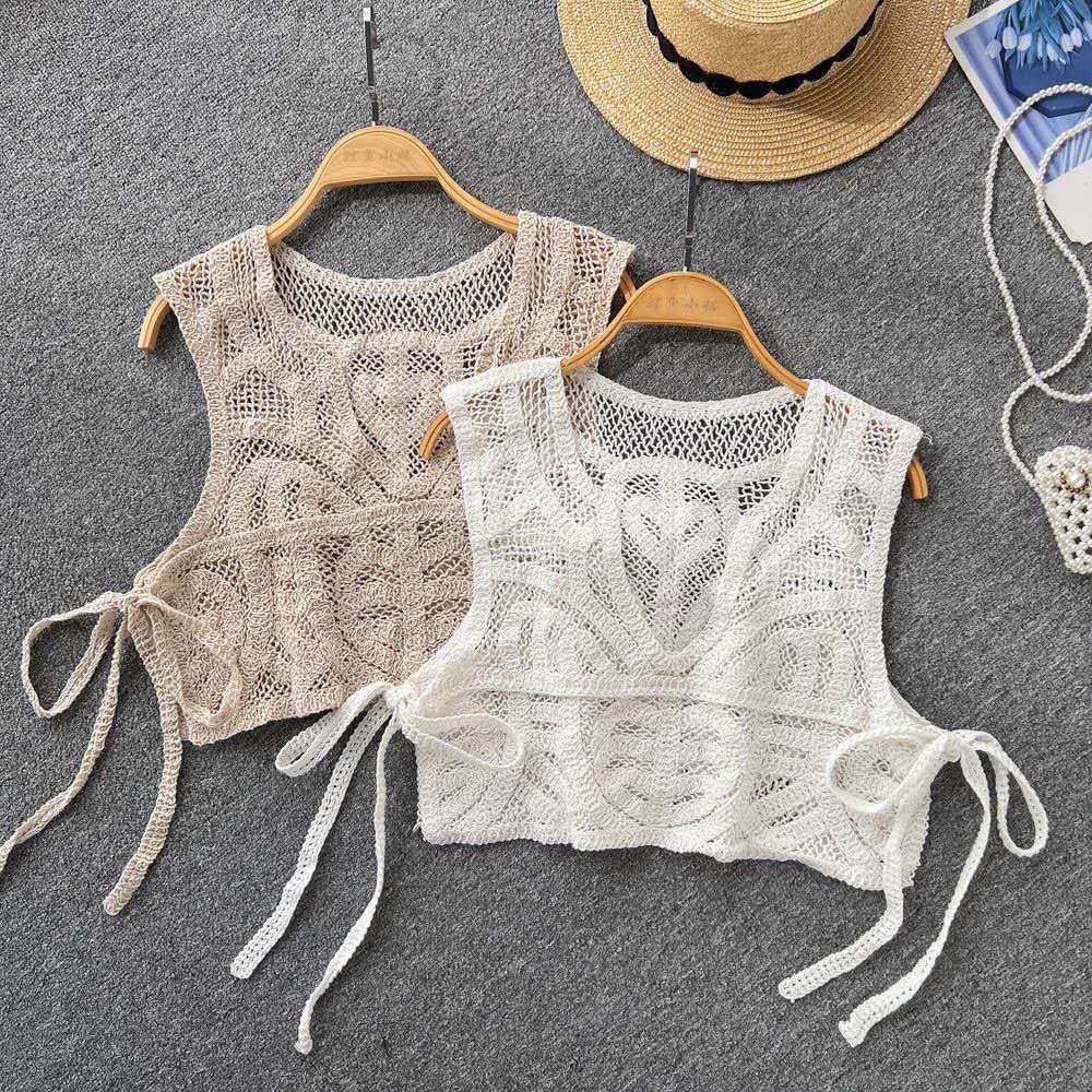 Rompi V-neck Bordir Rajut Korea Wanita