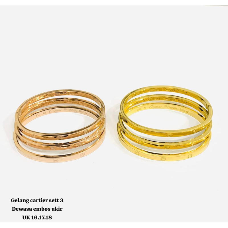 3 set Gelang titanium cartier anti luntur, anti karat