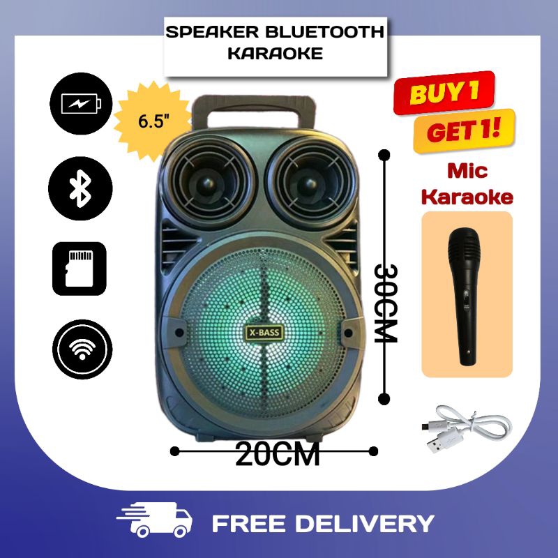 Speaker Speker Spiker Sepiker Sepeker Besar Jumbo Wireless Portable Dengan Mic Karaoke Musik Music B
