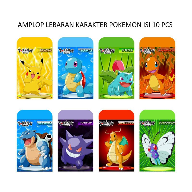 

AL04 AMPLOP THR Angpau Lebaran Karakter Anak Pokemon Ukuran Kecil isi 10 pcs