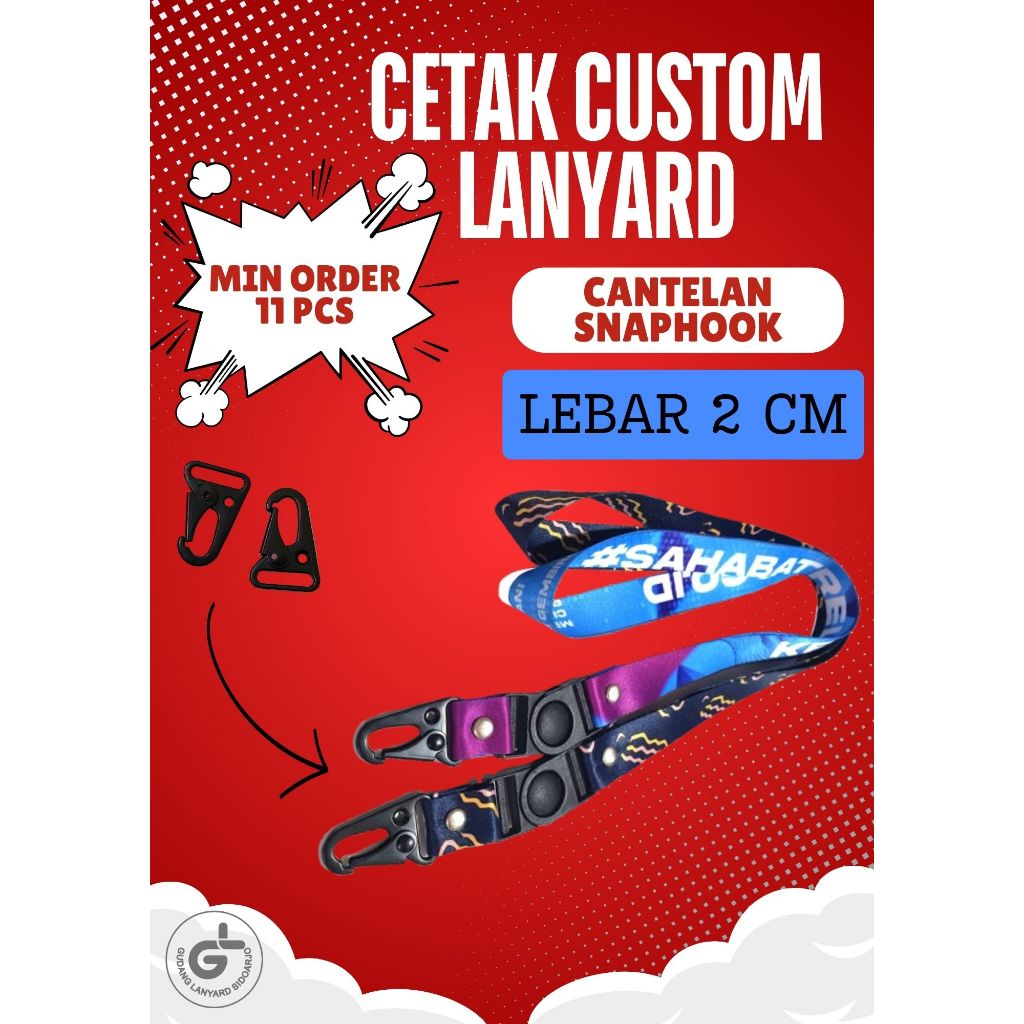 

Cetak Lanyard Print Sublim 2cm cetak 2 muka / tali id card printing finishing STOPPER SNAPHOOK