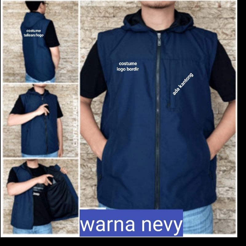jaket rompi costume logo bordir /tulisan ful bordir