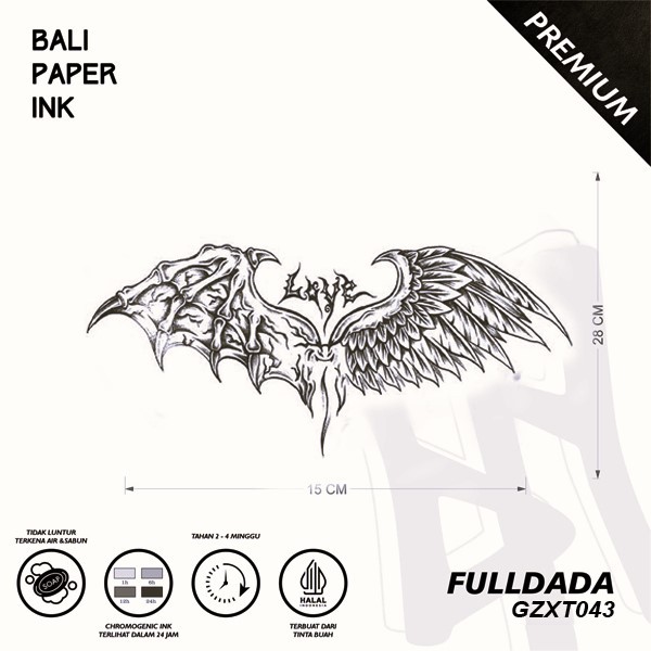 Bali Paper Ink GZXT043 Angel Wings Fruit Ink Tatto Temporary Premium Tato Temporer Full Dada - Tato 