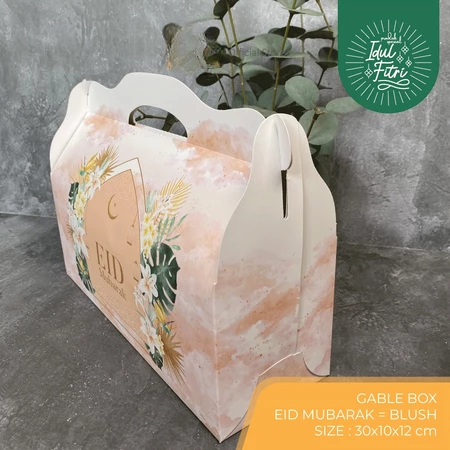 

Dus Hampers Cookies Lebaran Gable Box Kue Kering Idul Fitri Motif Eid Mubarak Blush Isi 10 Pcs Uk. 22x11x11 cm