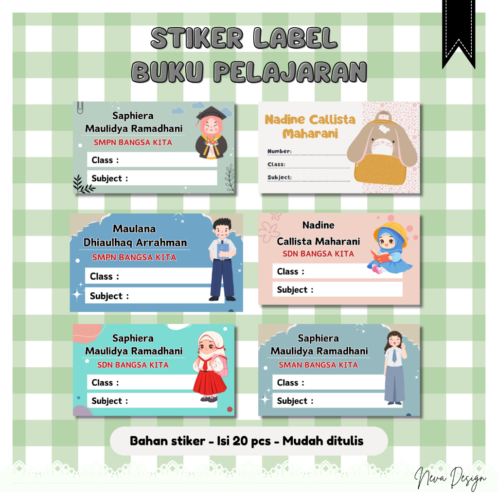 

Stiker Label Buku Pelajaran Custom Nama dan Sekolah Isi 20 pcs