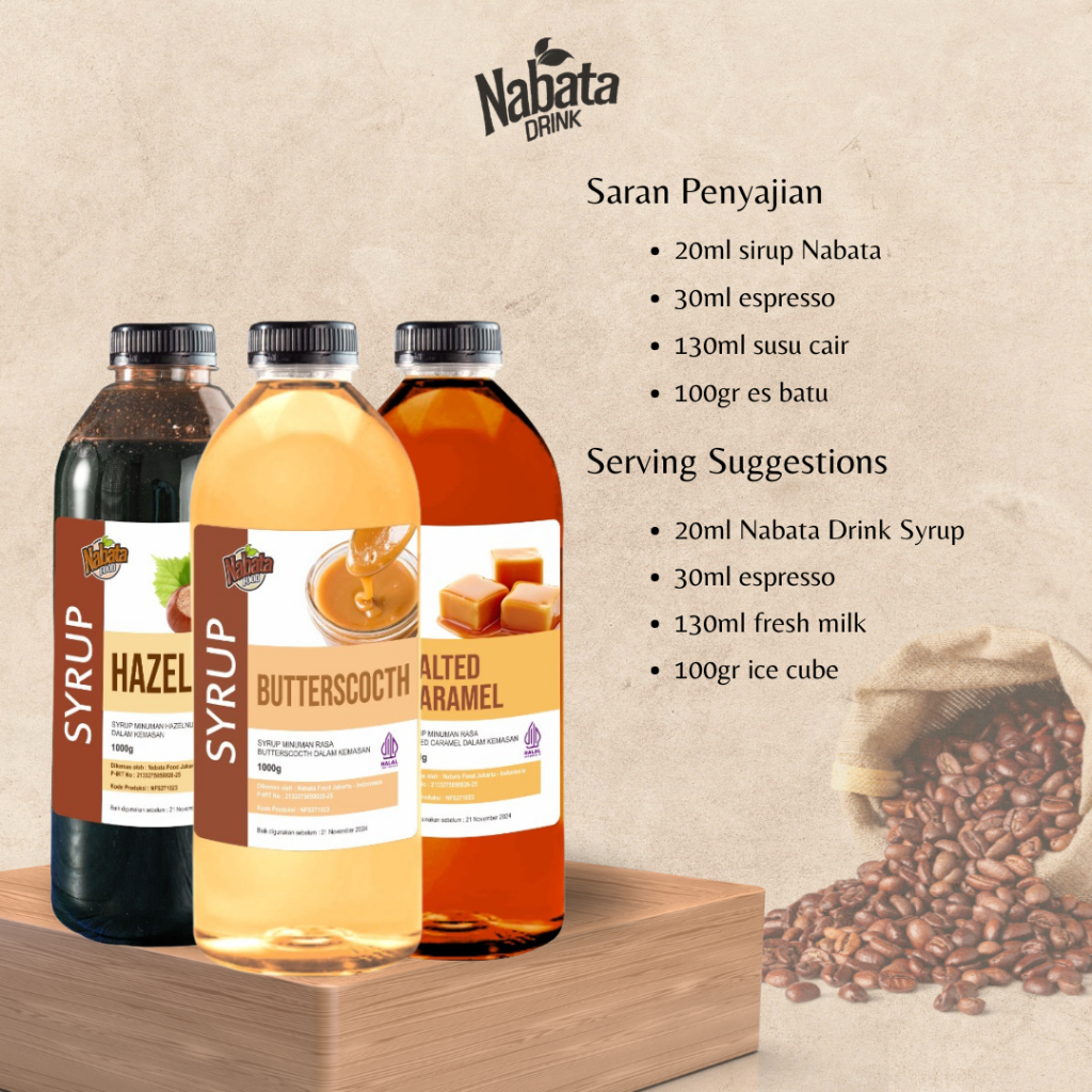 

Ay00! Nabata Drink Sirup Rasa Hazelnut 1 Liter - Syrup Hazelnut Flavoured Minuman Kopi 1000 Ml
