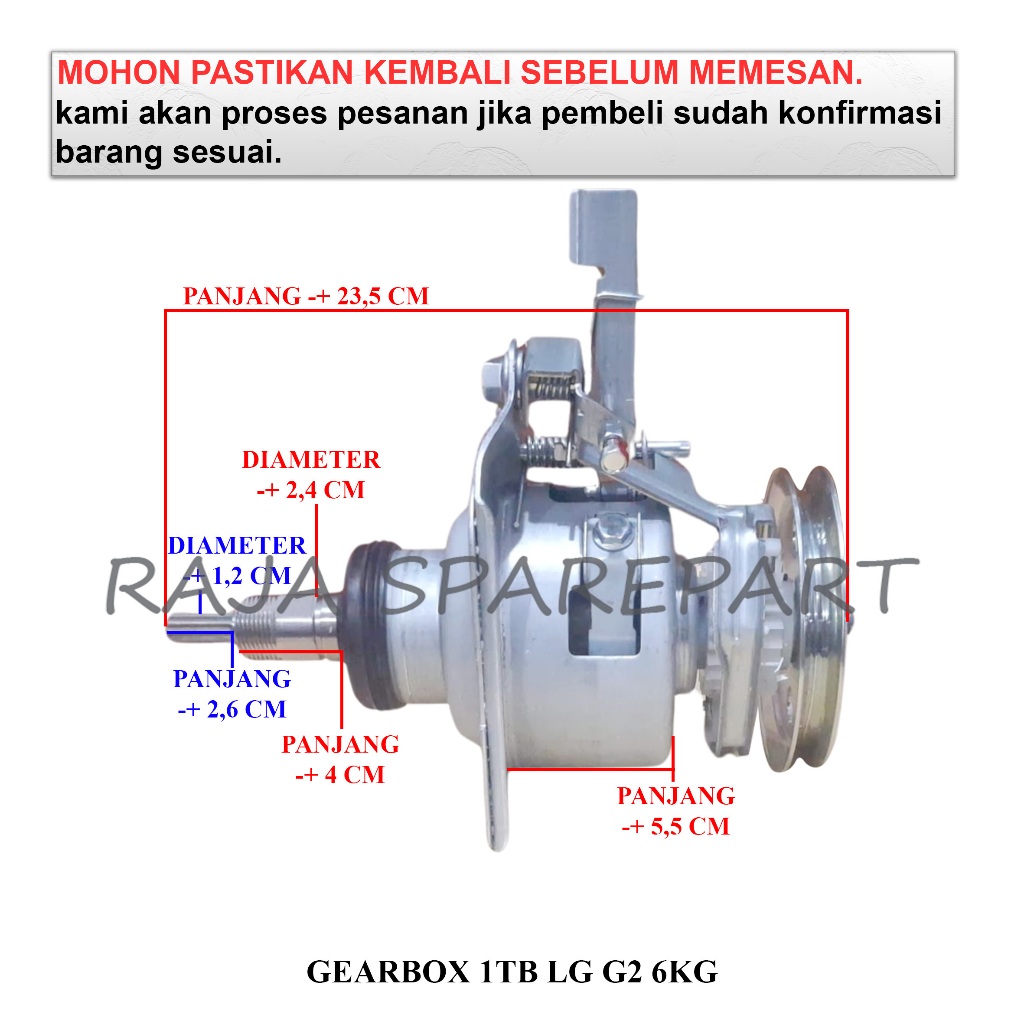 G1TG6 GEARBOX MESIN CUCI / GIRBOX / GEARBOX 1 TABUNG LG G2 6KG