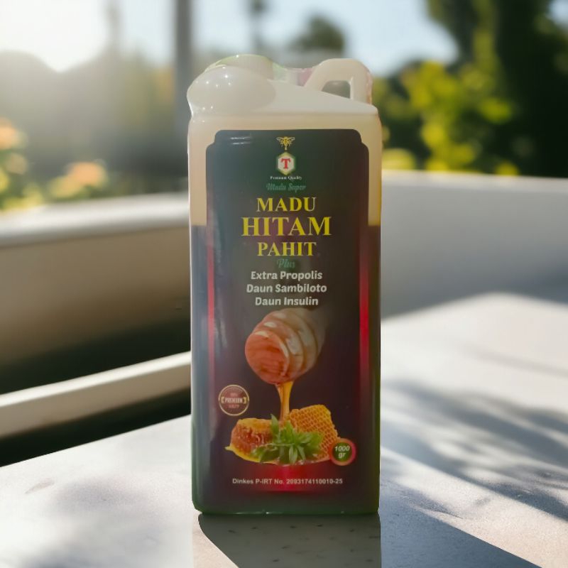 

Madu Super Madu Hitam Pahit Plus Extra Propolis Daun Sambiloto Daun Insulin Premium Quality 1 kg