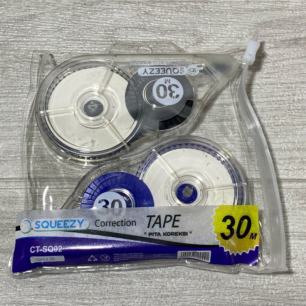 

(1Set=2pcs) Correction Tape / Stipo Kertas 30 M x 2 =60 Meter SQUEEZY CT-SQ02