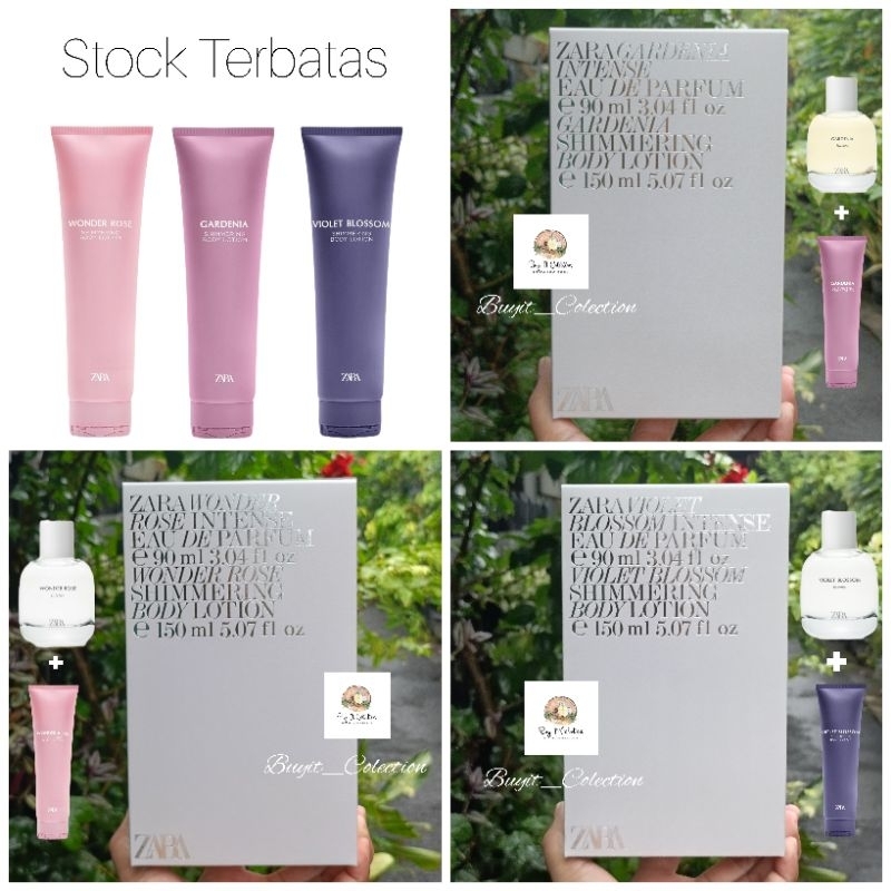 GIFT SET ZARA PARFUM 90 ML + LOTION 150 ML NEW GARDENIA INTENSE/WONDER ROSE INTENSE/VIOLET BLOSSOM I