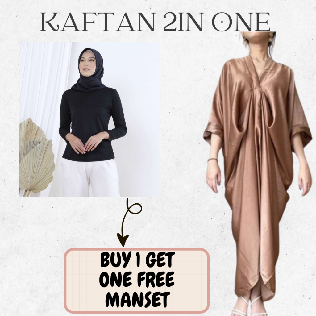 [KAFTAN 2IN ONE] GAMIS KAFTAN LEBARAN POLOS SIMPLE PREMIUM KAFTAN POLOS WANITA SATIN ELEGANT/ KAFTAN