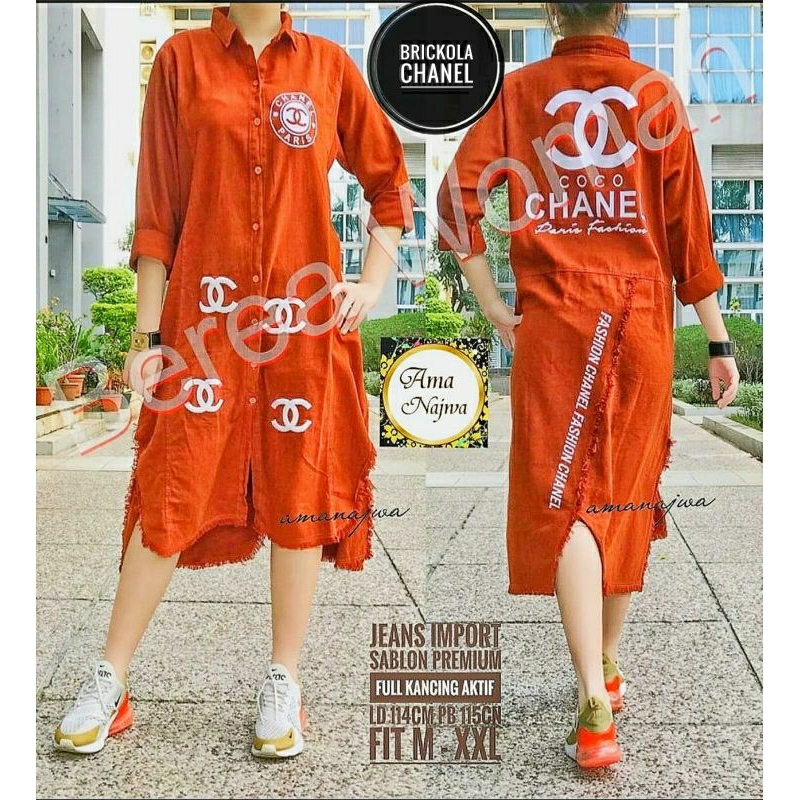 Brickola Long tunik Jeans wash tebal JUMBO ld 112 fit XXL / amj