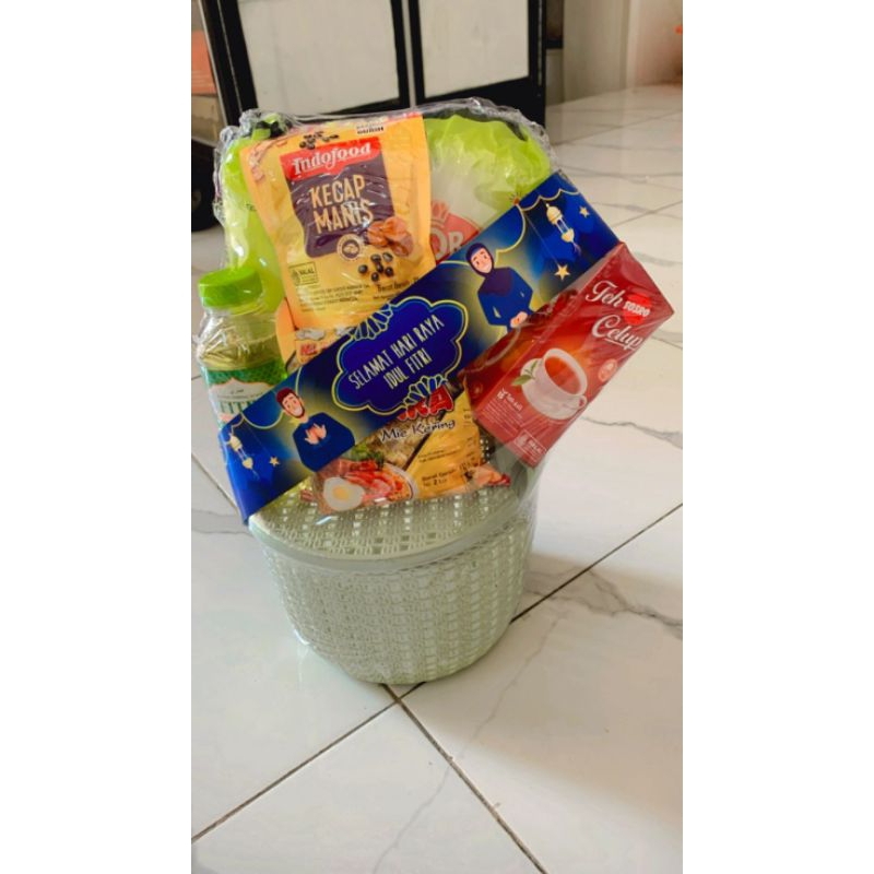 

paket hempers lebaran sembako 35ribuan free keranjang