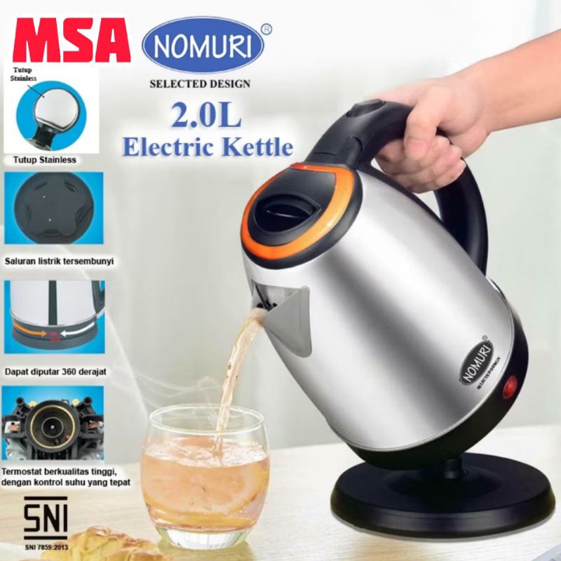 Teko Listrik 2Liter nomuri stainless steel/ ketel listrik 2Liter nomuri