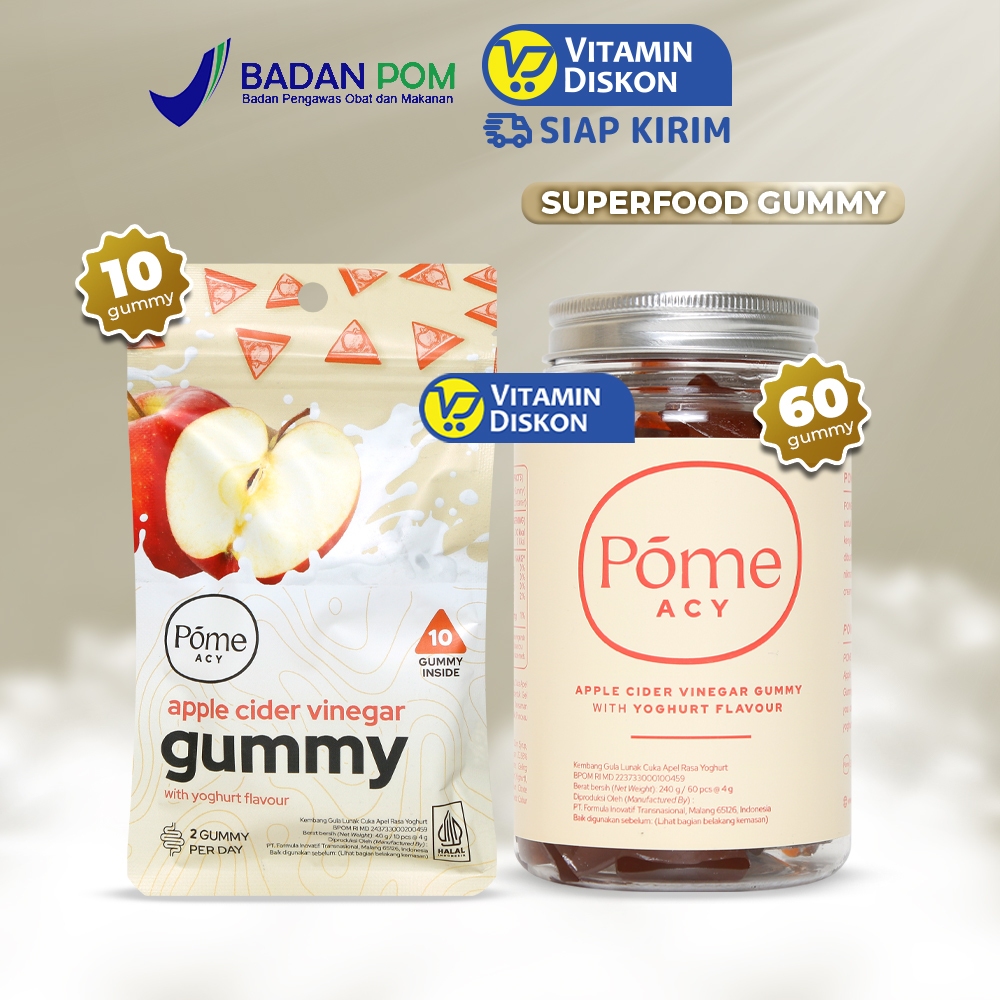 POME ACY APPLE CIDER VINEGAR GUMMY WITH YOGHURT FLAVOUR | Cuka Apel Rasa Yoghurt Gummy Untuk Menjaga