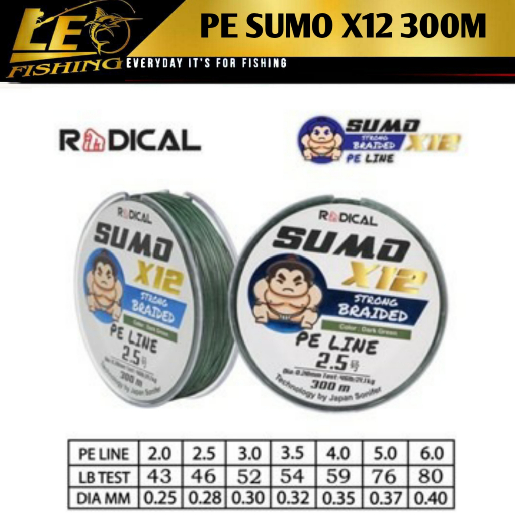 PE SUMO X12 300M PE PANCING RADICAL SUMO SENAR PANCING TERLARIS BENANG PE TERLARIS TALI PANCING TERL