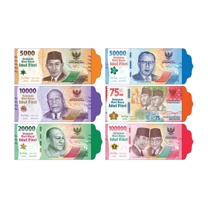 Amplop Lebaran Uang Panjang DF 100 Lembar Mix gambar/Angpau Lebaran Motif UAng bahan glosy