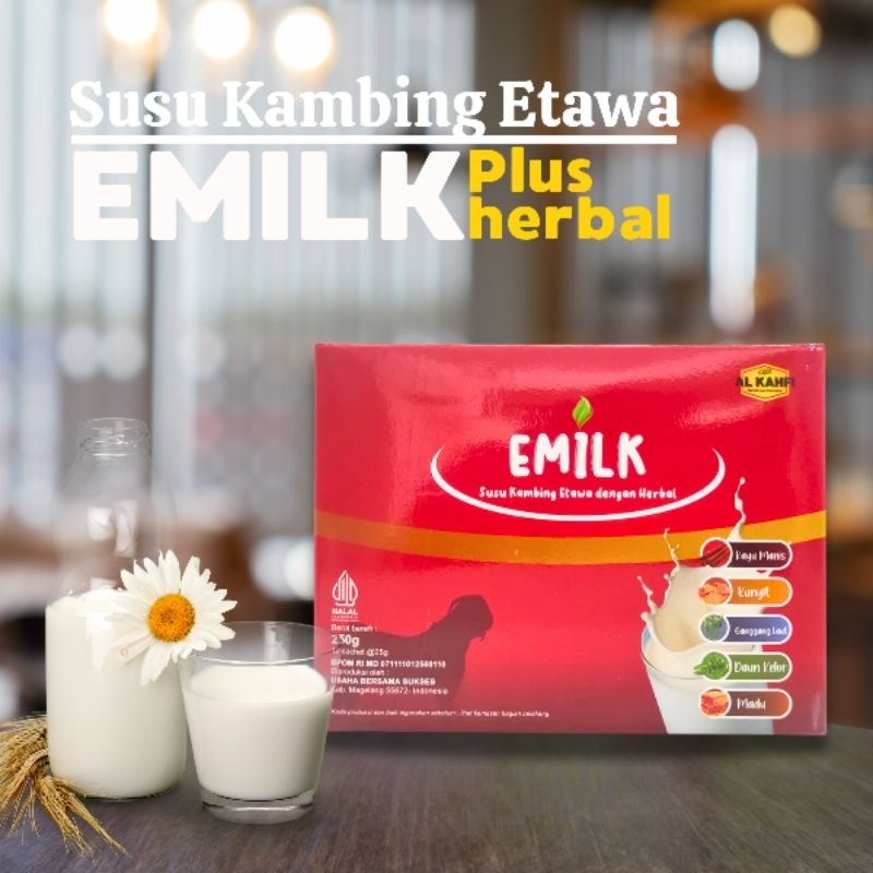 

EMILK SUSU KAMBING ETAWA PLUS HERBAL DAN MADU 500 GRAM ATASI NYERI SENDI, PINGGANG, LUTUT, ASAM URAT
