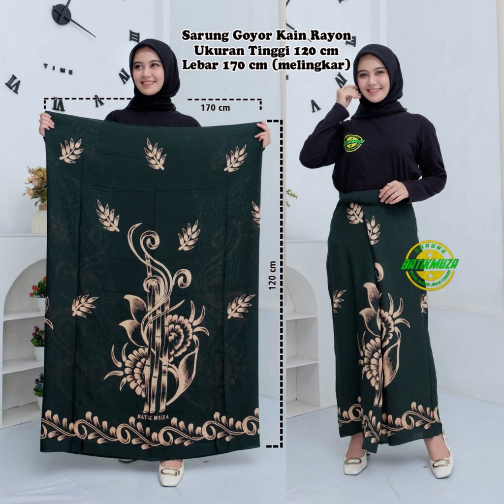 Sarung Batik Wanita Sarung Gloyor Motif Bunga Bambu
