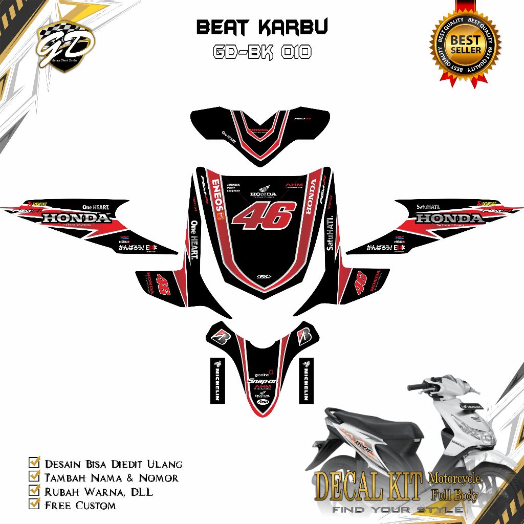 Decal Beat Karbu Full Body Stiker Decal Beat Karbu Full Body 2008 2009 2010 2011 2012 GD-010