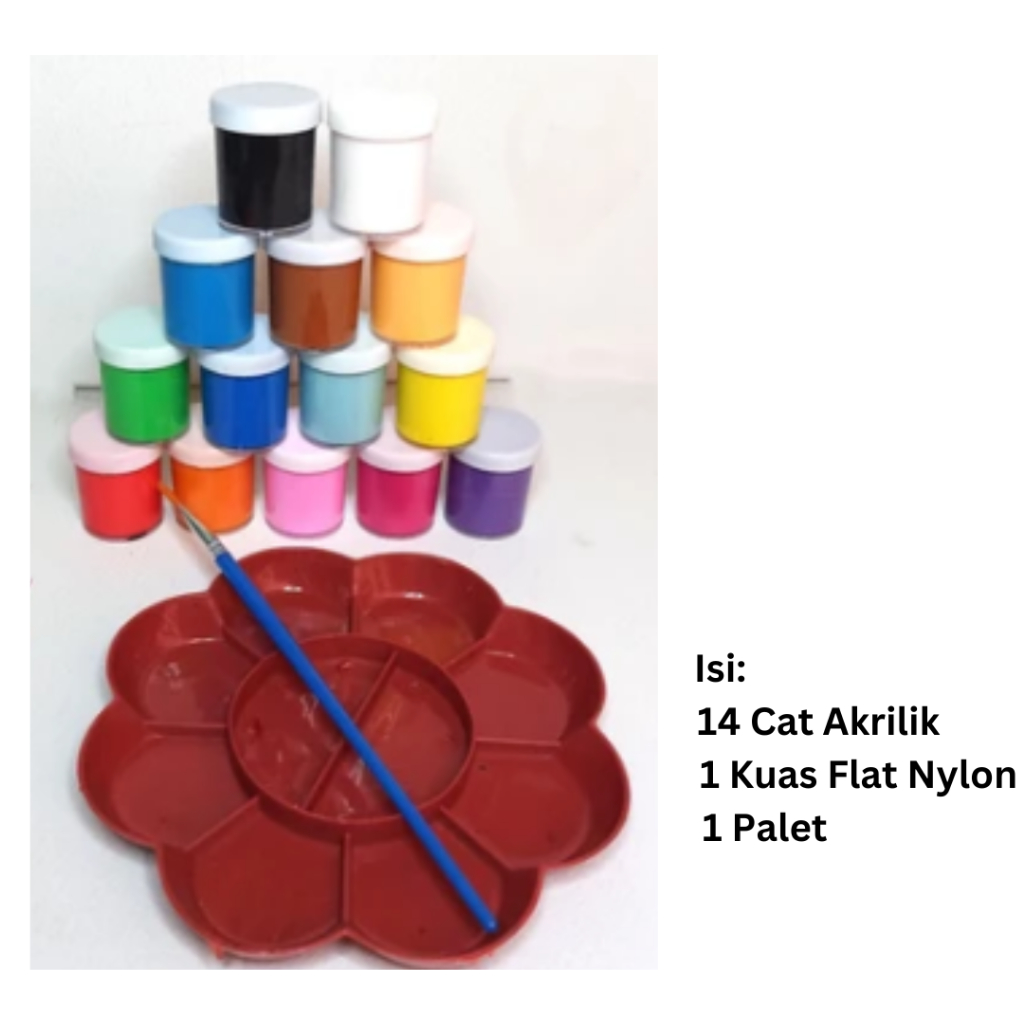 

Paket lengkap melukis kanvas pallete 14 warna R14 kuas cat air