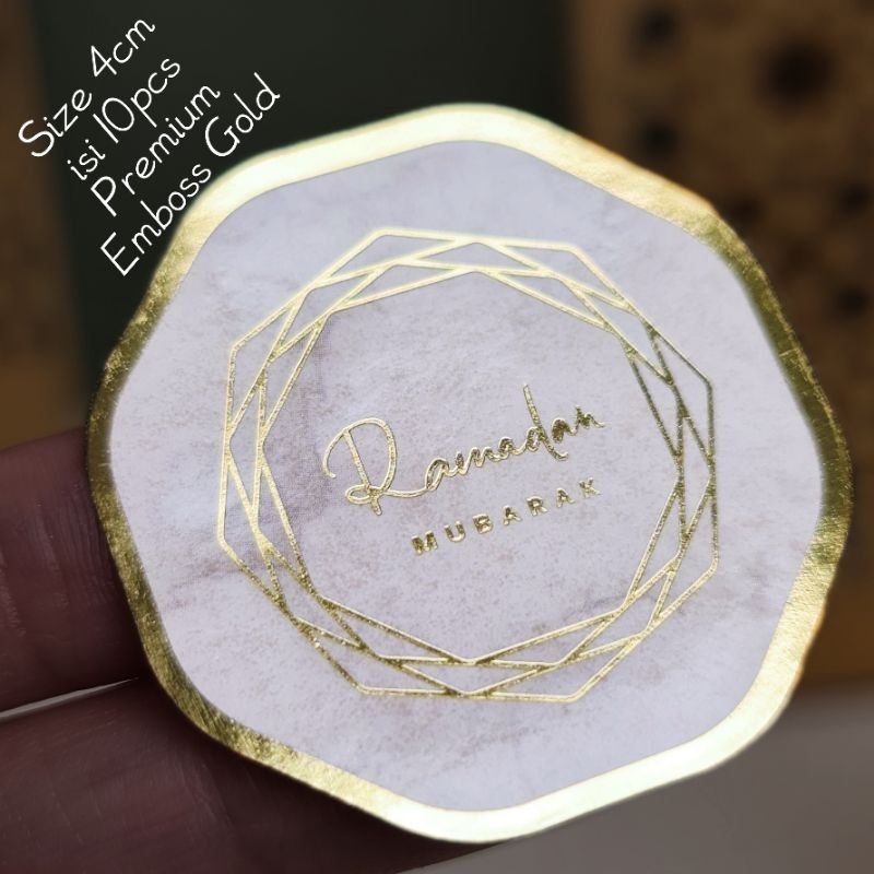 Stiker premium emboss eid mubarak idul fitri, stiker toples kue ramadhan idul fitri