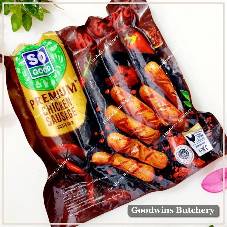 

SoGood chicken sausage premium hot spicy frozen 6" 15cm 5pcs 300g sosis ayam So Good Food