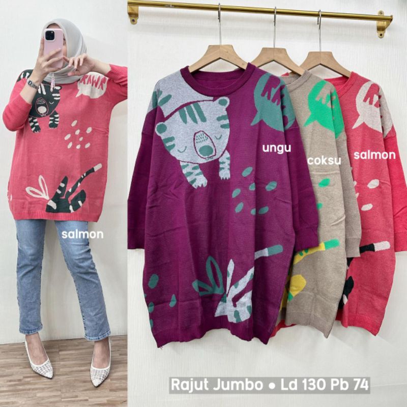 CAPUNG RAJUT JUMBO IMPORT | blouse rajut motif | atasan wanita sweater