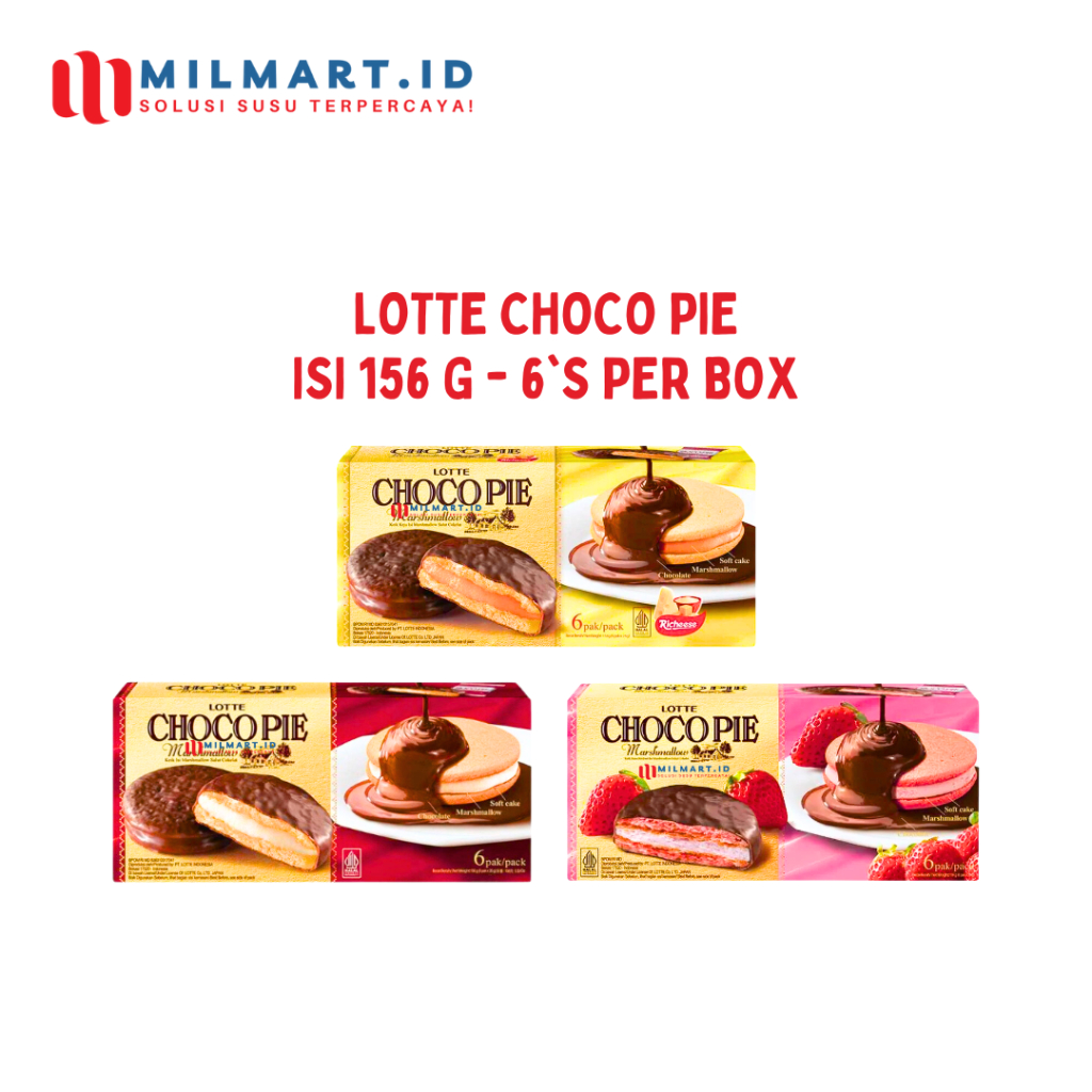 

LOTTE CHOCO PIE MARSHMALLOW LOTTE BOLU LOTTE CHOCOLATE/STRAWBERRY/RICHEESE KEJU