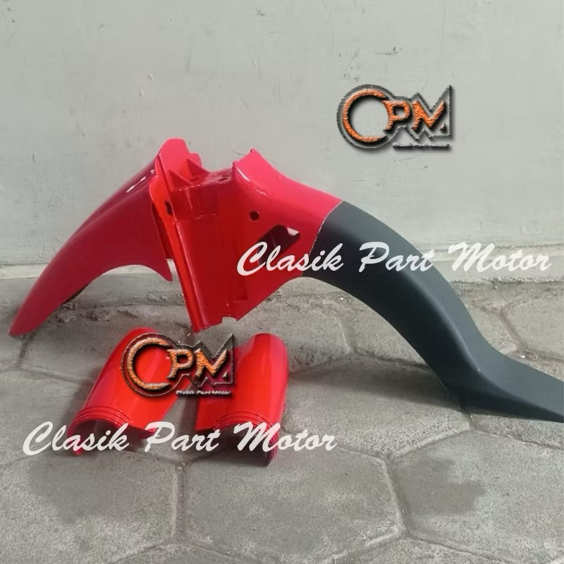 Spakbor depan yamaha alfa slebor depan yamaha alfa set Cover skok slebor  alfa Merah