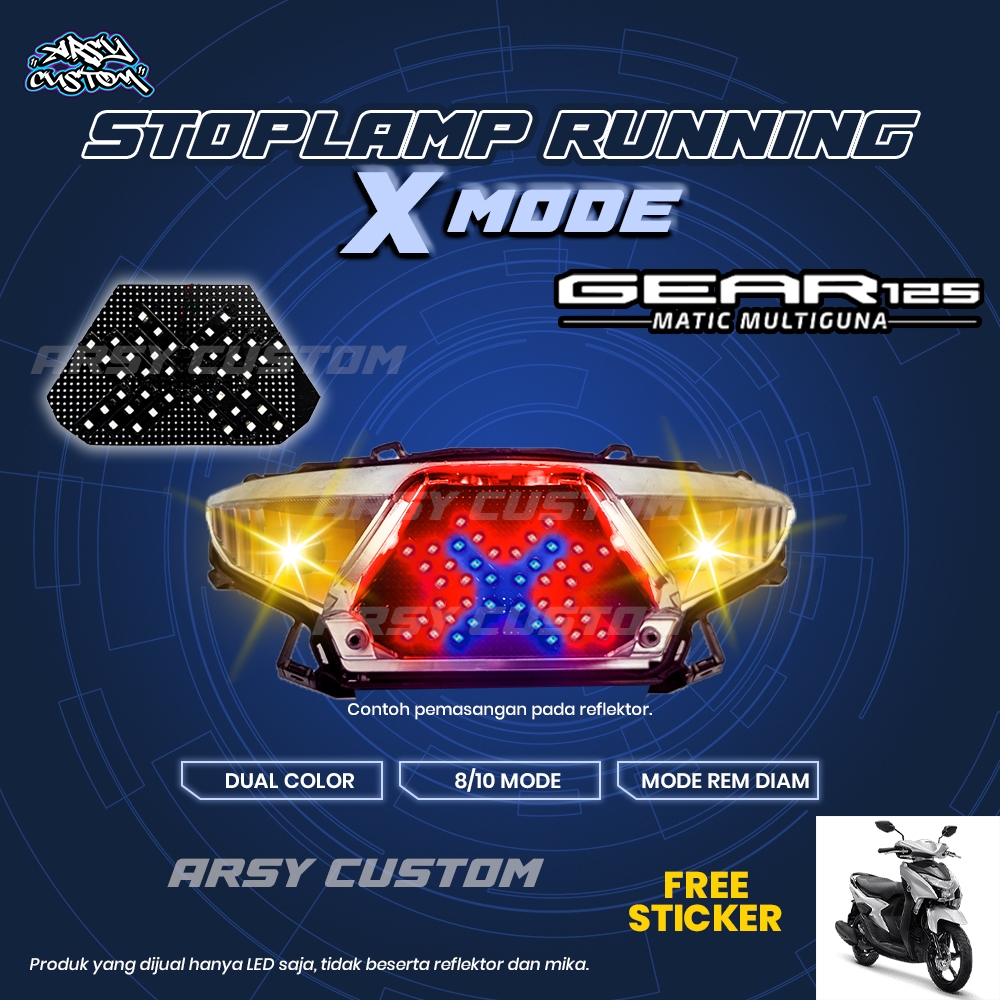 Lampu Rem Gear 125 Yamaha X Running Mode 8 10 Otomatis Manual Lampu LED Aksesoris Variasi