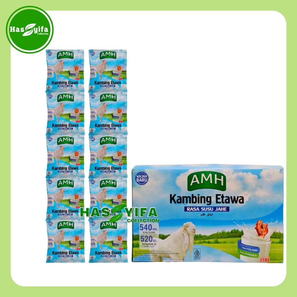 

Susu Kambing Etawa Rasa Jahe AMH Kemasan Box isi 10 Sachet