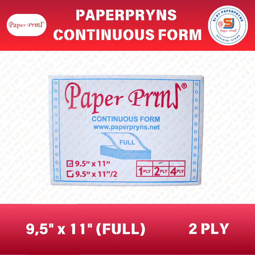 

PAPERPRYNS Continuous Form 9,5" × 11" (2 PLY) - FULL - NCR Sheets