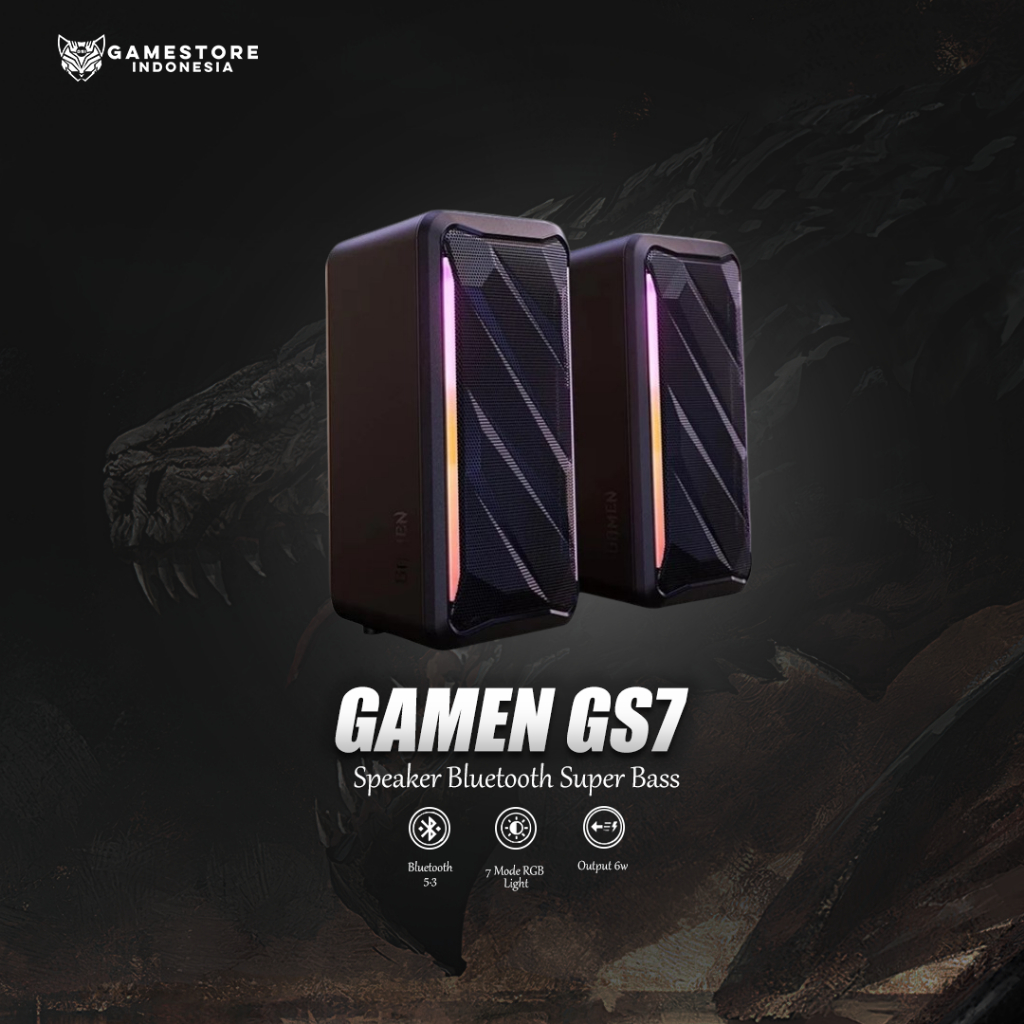 GAMEN Speaker Bluetooth Super Bass PC Gaming Surround Sound GS7  7 RGB Mode Bluetooth 5.3 Speaker PC