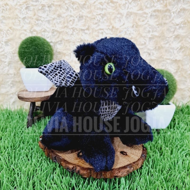 Boneka Dragon Black Boneka Naga Hitam Boneka Naga Mini Sayap Abu Totol Hitam