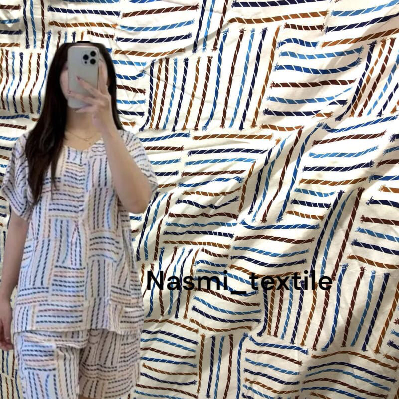 kain katun rayon viscose premium motif garis terbaru