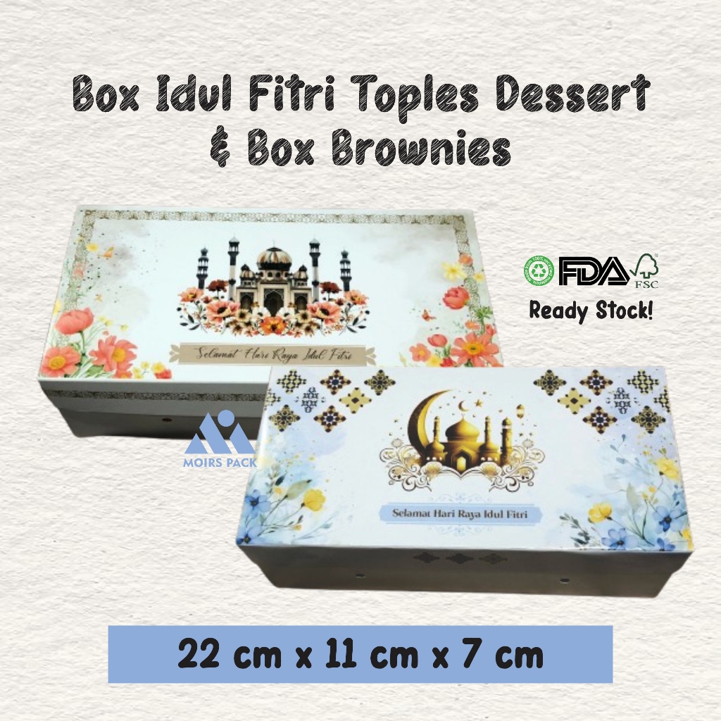 

Box Idul Fitri uk. 22x11x7 cm Toples Dessert & Brownies