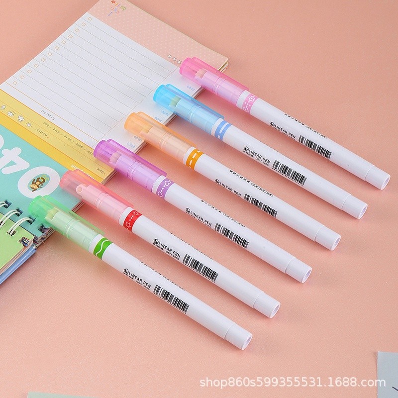 

KLN - Spidol Garis Estetik Warna Warni Motif Lucu 1 Set 6 Pcs - Pulpen roller pen Higlighter Random Spidol Line Aesthetic Marker 6in1