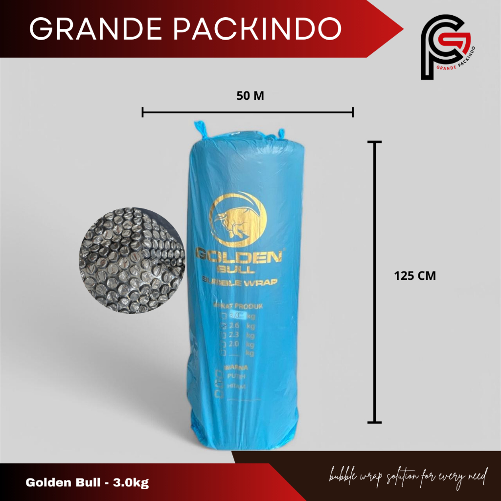 

TERMURAH!!! Bubble Wrap Roll PREMIUM MURAH 125cm x 50m Ukuran 3.0 kg Merek Golden Bull MURAH BERKUALITAS