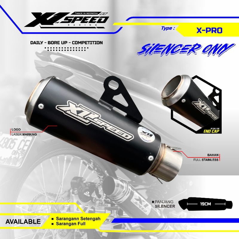 Silincer Only Type X-Pro Original X1 Speed Racing Finishing Black Coating Slincer Kompetisi