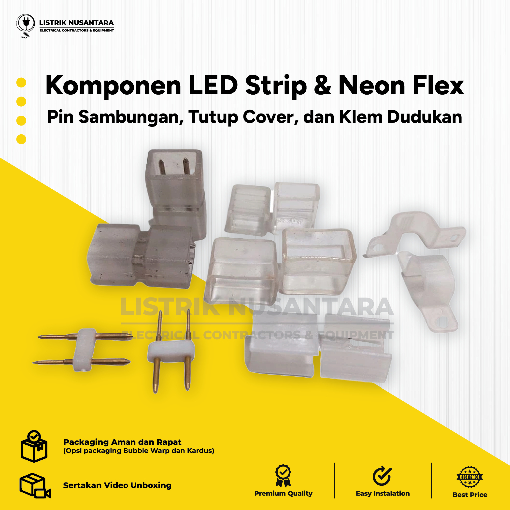 Pin Sambungan Jarum / Tutup Cover / Klem dudukan Lampu Led Strip Selang / Neon Flex